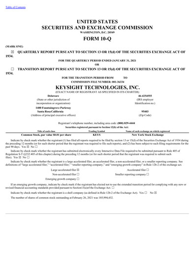 Thumbnail Keysight Quarterly Report 2021-q1
