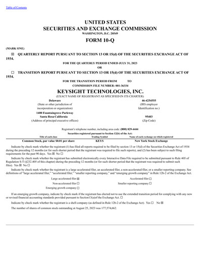 Thumbnail Keysight Quarterly Report 2023-q3