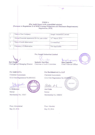 Thumbnail Sanghi Industries
 Annual Report 2015-2016