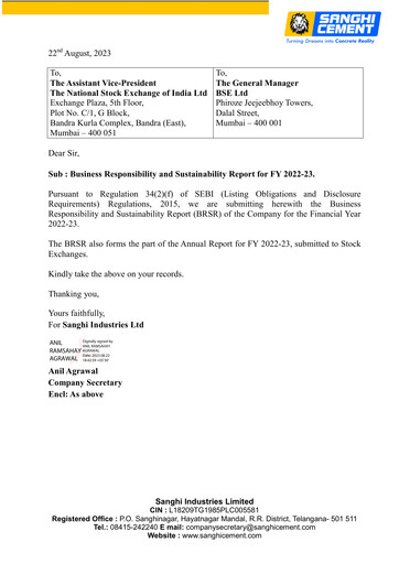 Thumbnail Sanghi Industries
 ESG Report 2022-2023