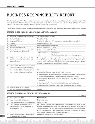 Thumbnail Anant Raj Sustainability Report 2019-2020