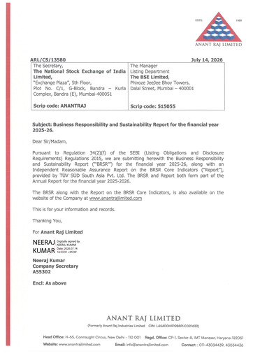 Thumbnail Anant Raj Sustainability Report 2025-2026