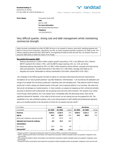 Thumbnail Randstad
 Quarterly Report 2009-q1
