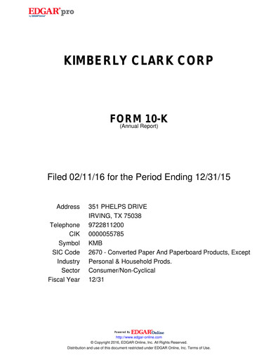 Thumbnail Kimberly-Clark Annual Report 2015
