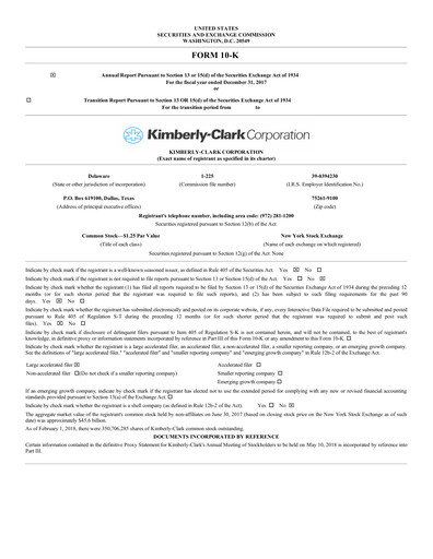 Thumbnail Kimberly-Clark Annual Report 2017