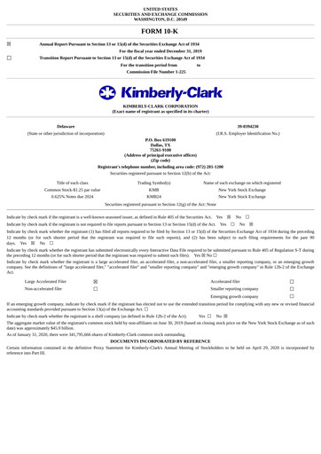 Miniature Kimberly-Clark Rapport annuel 2019