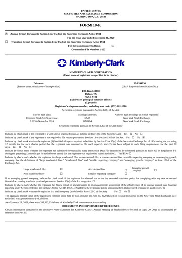 Miniature Kimberly-Clark Rapport annuel 2020