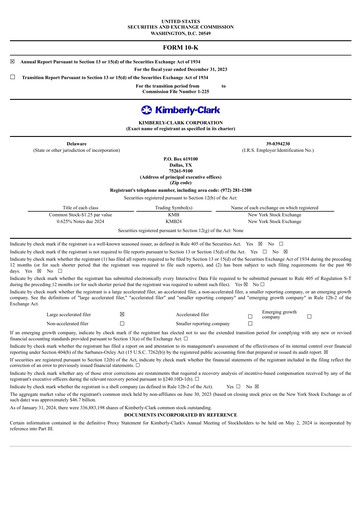 Miniature Kimberly-Clark Rapport annuel 2023