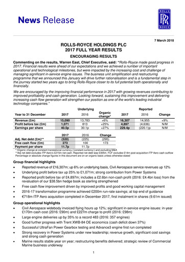 Thumbnail Rolls-Royce Holdings Financial Statement 2017