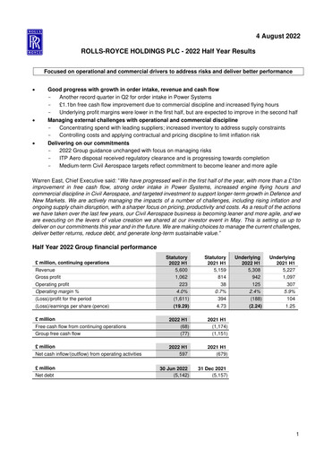 Thumbnail Rolls-Royce Holdings Half-year Report 2022-h1