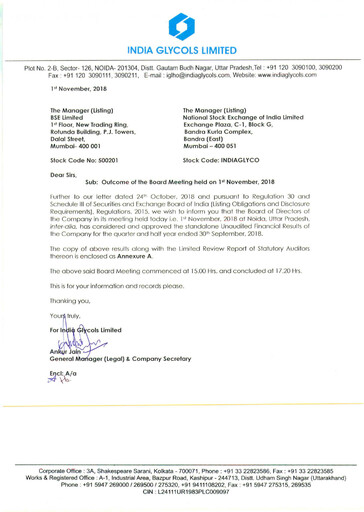 Thumbnail India Glycols Quarterly Report 2018-q2