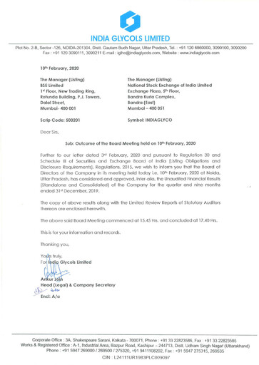 Thumbnail India Glycols Quarterly Report 2019-q3
