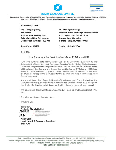 Thumbnail India Glycols Quarterly Report 2023-q3