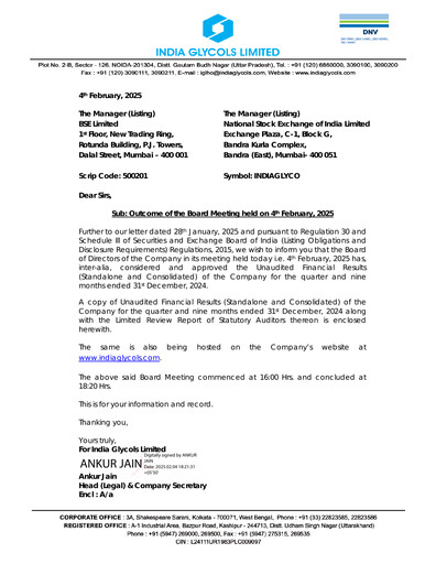 Thumbnail India Glycols Quarterly Report 2024-q3