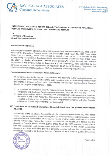 Thumbnail Jindal Worldwide
 Financial Report 2024-2025