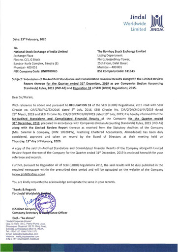 Thumbnail Jindal Worldwide
 Quarterly Report 2019-q3
