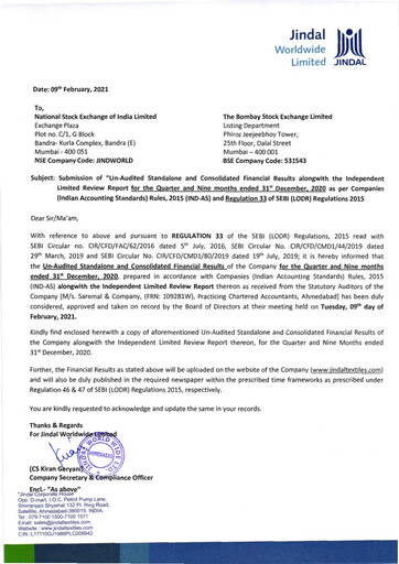 Thumbnail Jindal Worldwide
 Quarterly Report 2020-q3