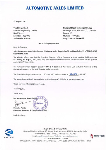 Thumbnail Automotive Axles Quarterly Report 2022-q1