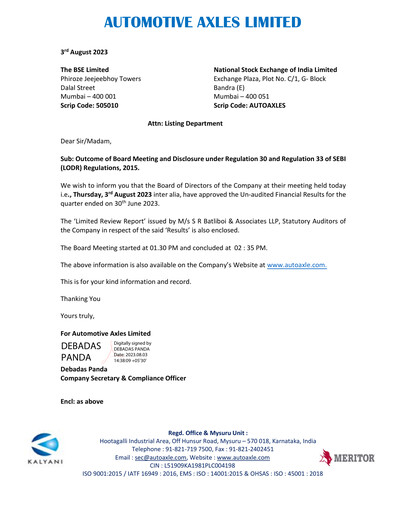 Thumbnail Automotive Axles Quarterly Report 2023-q1