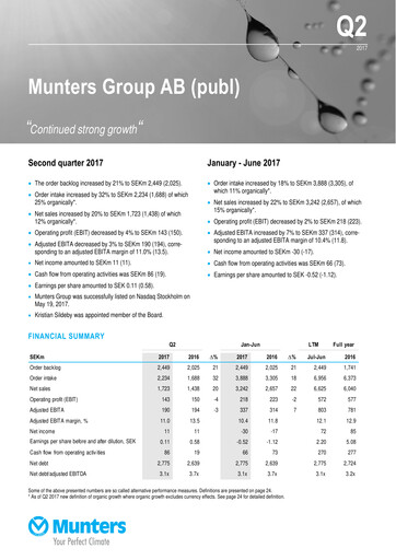 Vorschaubild Munters Group AB Quartalsbericht 2017-q2