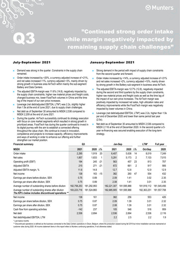 Thumbnail Munters Group AB Quarterly Report 2021-q3