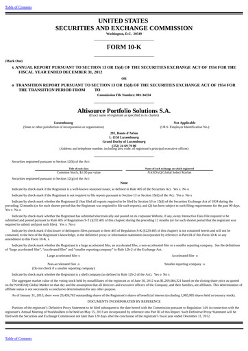 Miniature Altisource Portfolio
 Rapport annuel 2012