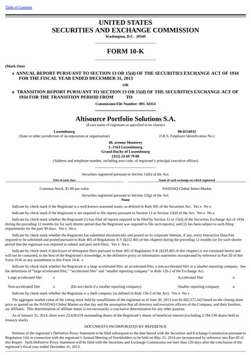 Miniature Altisource Portfolio
 Rapport annuel 2013