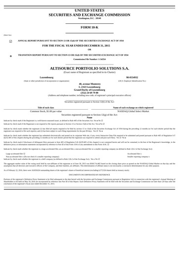 Miniature Altisource Portfolio
 Rapport annuel 2015