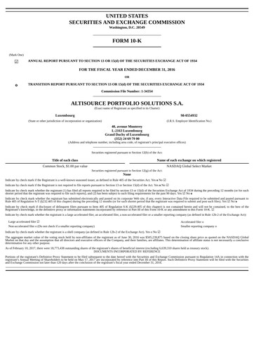 Miniature Altisource Portfolio
 Rapport annuel 2016