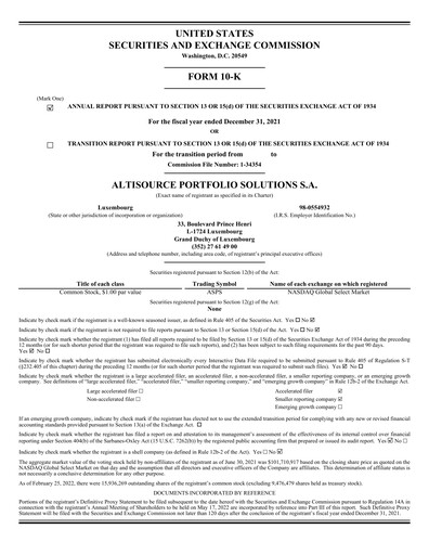 Miniature Altisource Portfolio
 Rapport annuel 2021
