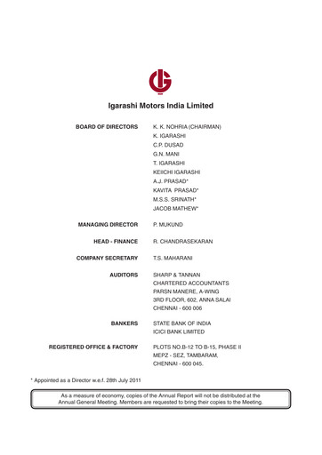 Thumbnail Igarashi Motors India Annual Report 2010-2011