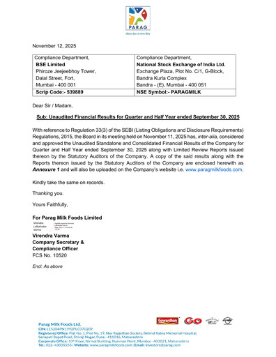 Thumbnail Parag Milk Foods
 Quarterly Report 2025-q2