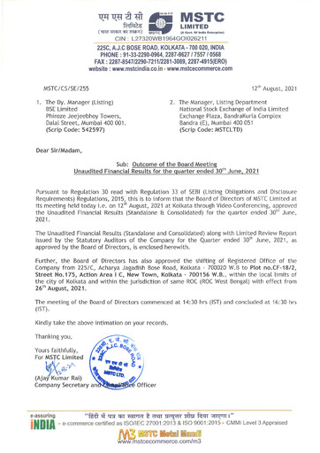 Thumbnail MSTC Limited
 Quarterly Report 2021-q1