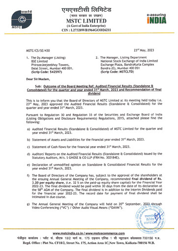Thumbnail MSTC Limited
 Quarterly Report 2023-q4