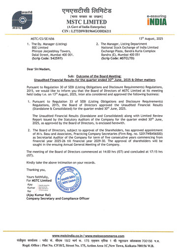 Thumbnail MSTC Limited
 Quarterly Report 2025-q1