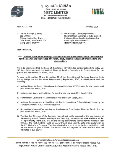 Thumbnail MSTC Limited
 Quarterly Report 2026-q4