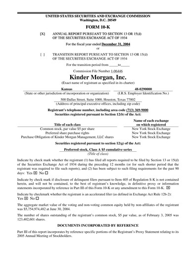 Thumbnail Kinder Morgan Annual Report 2004