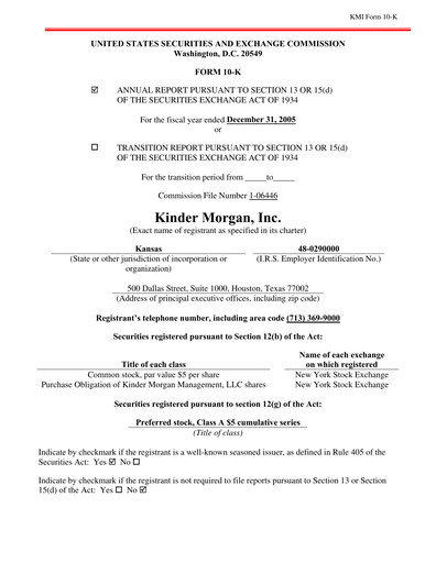 Thumbnail Kinder Morgan Annual Report 2005