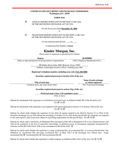 Thumbnail Kinder Morgan Annual Report 2006
