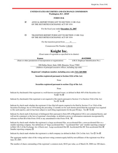 Thumbnail Kinder Morgan Annual Report 2007