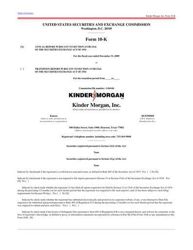 Thumbnail Kinder Morgan Annual Report 2009