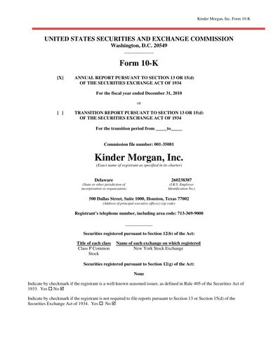 Thumbnail Kinder Morgan Annual Report 2010
