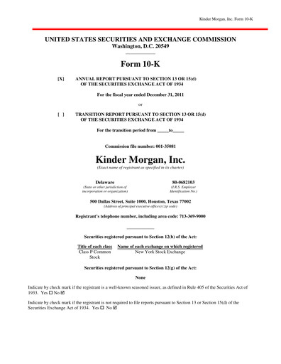 Thumbnail Kinder Morgan Annual Report 2011