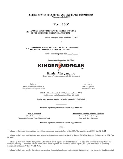 Thumbnail Kinder Morgan Annual Report 2012
