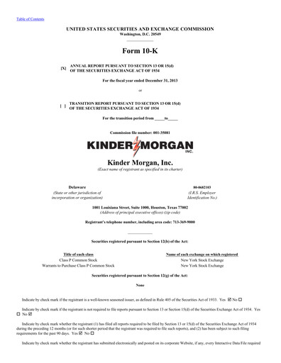 Thumbnail Kinder Morgan Annual Report 2013