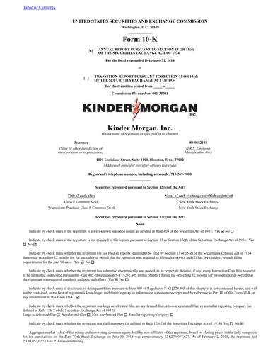 Thumbnail Kinder Morgan Annual Report 2014