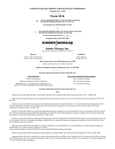Thumbnail Kinder Morgan Annual Report 2015