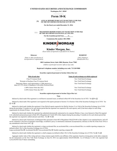 Thumbnail Kinder Morgan Annual Report 2016