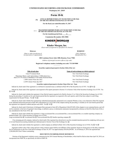 Thumbnail Kinder Morgan Annual Report 2017