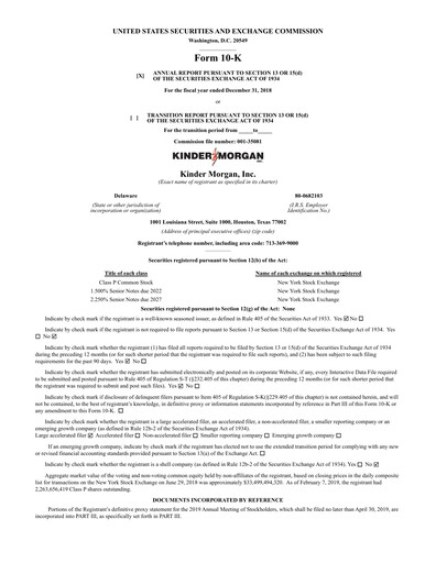 Thumbnail Kinder Morgan Annual Report 2018